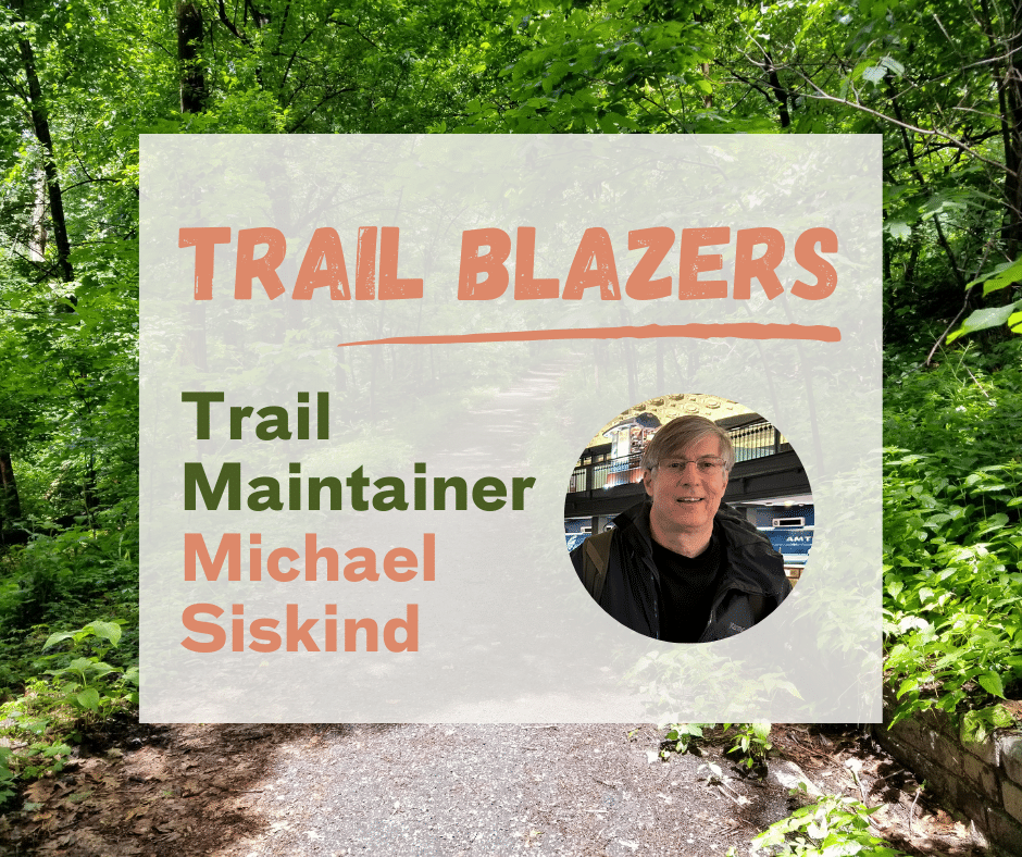 trail blazer graphic with photo of trail maintainer